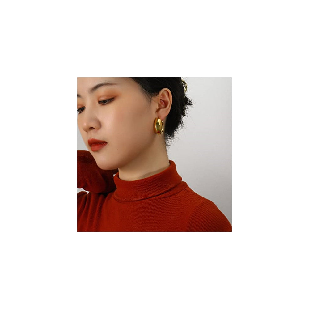 Aretes de aro gruesos de color dorado para mujeres