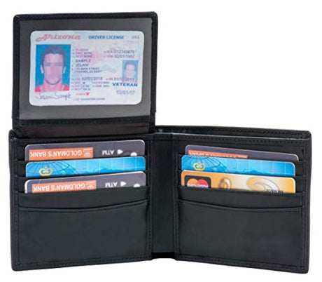 Billetera para hombre con cremallera y de piel auténtica