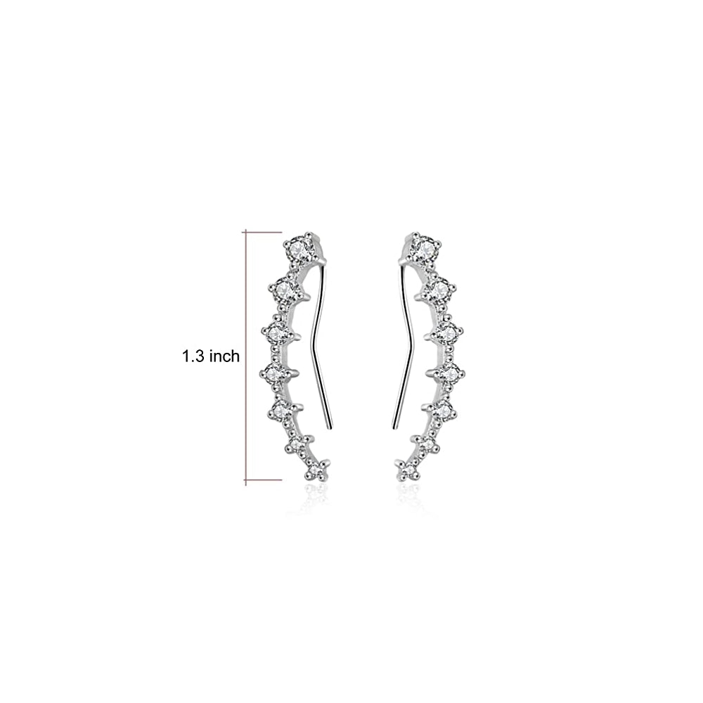 Aretes de 7 cristales de plata hipoalergénicos para mujeres