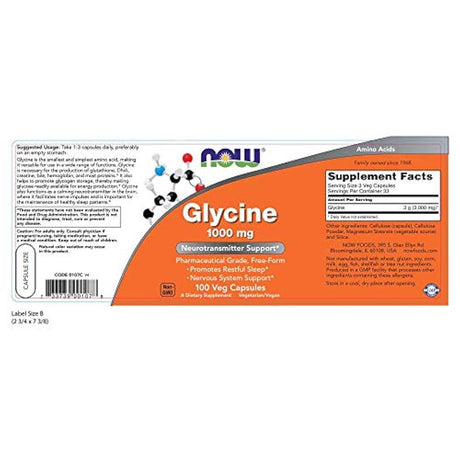 Suplementos Glicina 1.000 mg para neurotransmisores
