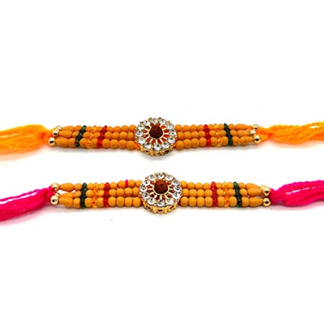 Set de dos Rakhi, piedra con hilo Rudraksha-IndiaBigShop