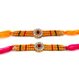 Set de dos Rakhi, piedra con hilo Rudraksha-IndiaBigShop
