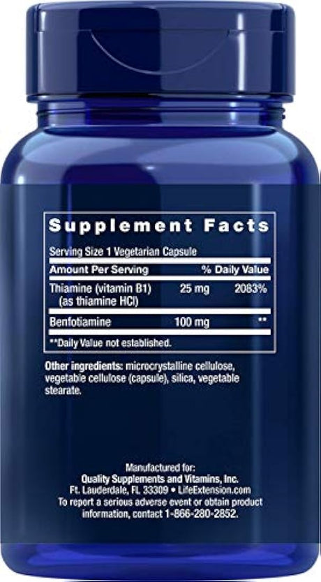 Benfotiamine, con Tiamina, 100 mg, 120 °Cápsulas Vegetales
