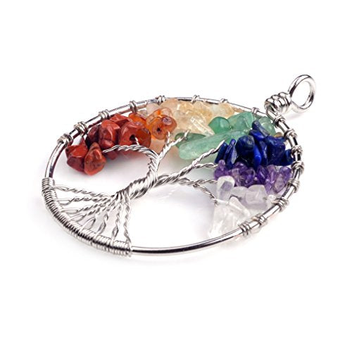 JOYA Mujeres Keychian 7 Chakra Árbol de la vida Llavero