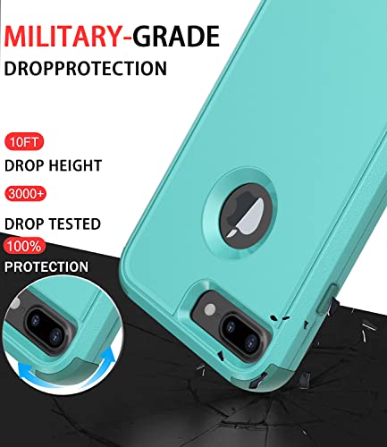 Diverbox Funda para iPhone 8 Plus, iPhone 7 Plus [a prueba de golpes] [a prueba de gotas] [a prueba de polvo], funda protectora resistente para Apple iPhone 8 Plus y 7 Plus (verde azulado)