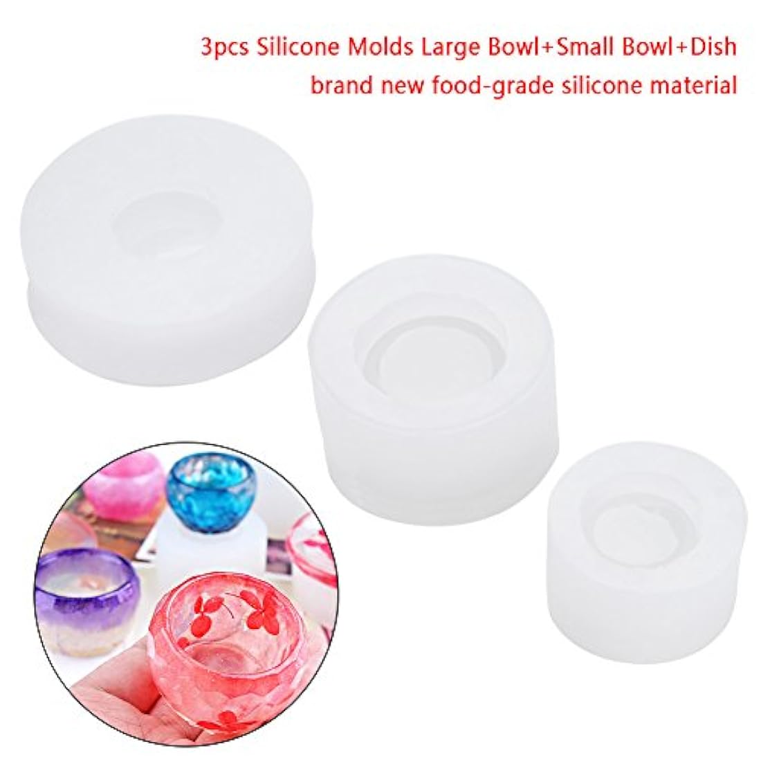 3 pcs/Set moldes de resina epoxi, grande pequeño cuencos y plato moldes de silicona, transparente colgante de joyería herramientas de fabricación de moldes, de bricolaje hacer regalos, Handcraft