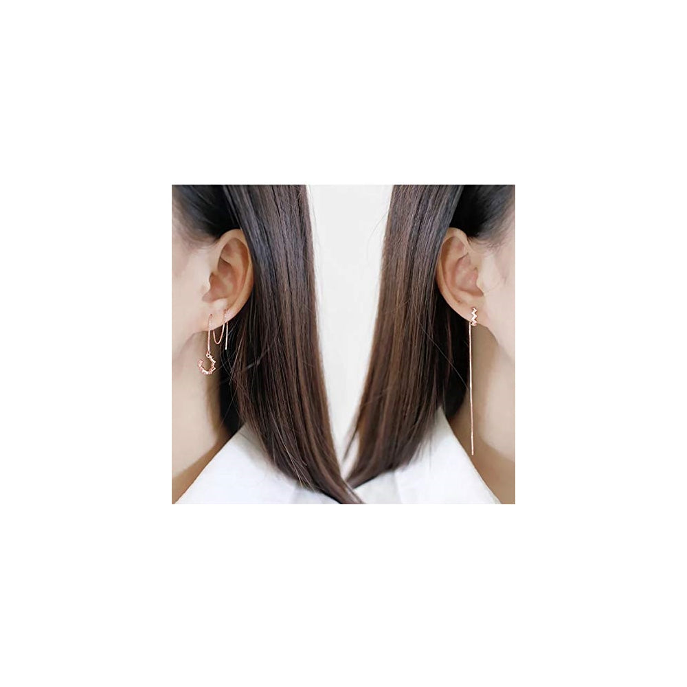 Aretes de plata de ley  con forma de onda