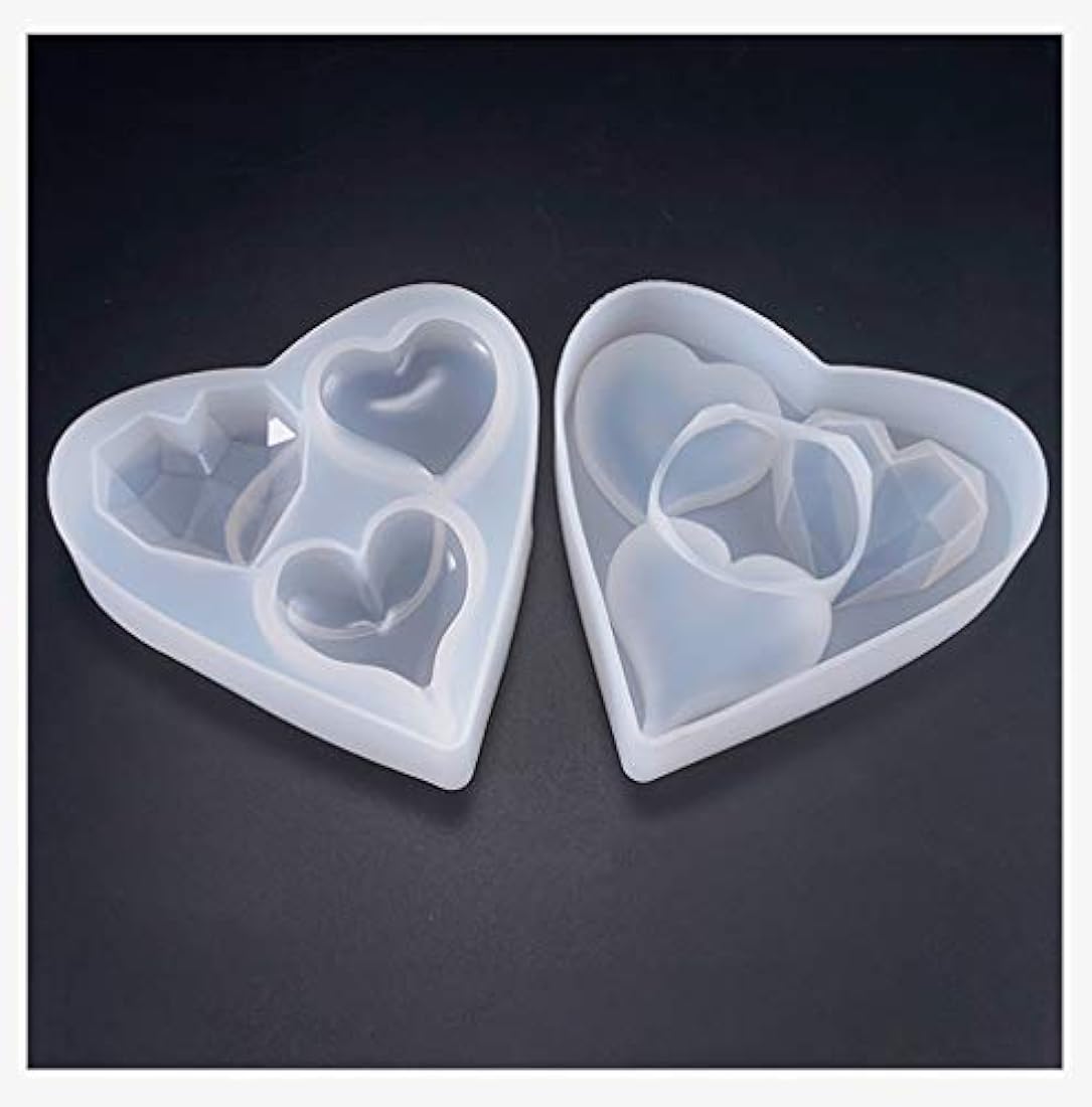 Molde de resina de silicona con forma de corazón profundo de 6 estilos, más de 1 pulgada, para llaveros hechos a mano