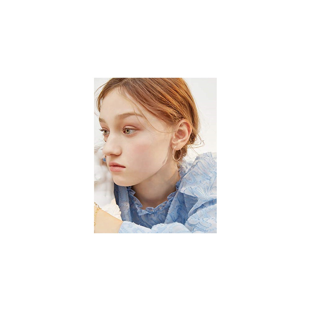 Aretes de aro de acero inoxidable con clip para mujer