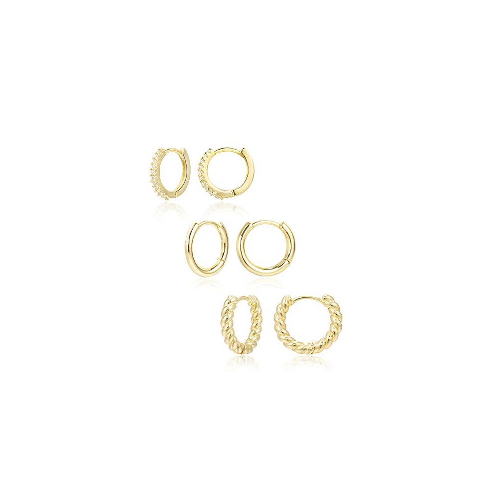 Aretes de aro pequeños de oro de 14 quilates hipoalergénicos