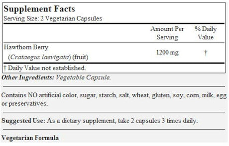 120 Cápsulas vegetarianas Espino Bayas 600 mg BESTVITE