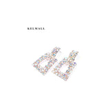 Aretes colgantes rectangulares con diamantes de imitación