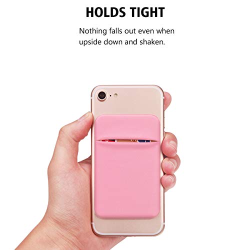 OBVIS Bolsillo para teléfono celular, tarjetero autoadhesivo con adhesivo 3M RFID, tarjetero para tarjeta de crédito ATM, para iPhone Android, 2 unidades, color rosa