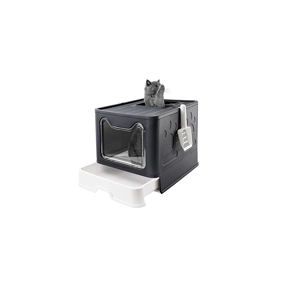 Caja de arena plegable para gatos con tapa
