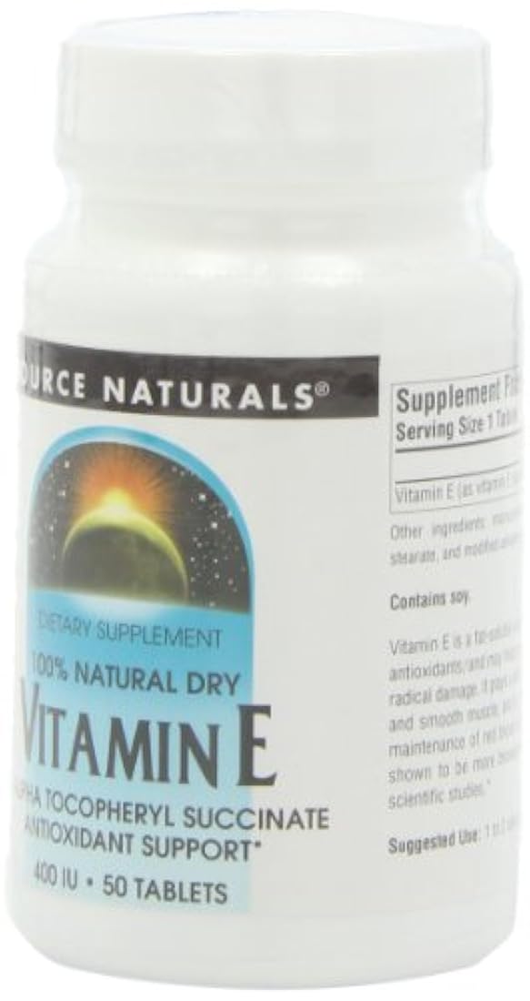 Source Naturals Vitamina E, 400 iu, antioxidante soluble en grasa, 50 tabletas