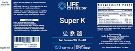 2 paquetes deLife Extension Super K de 150 cápsulas blandas