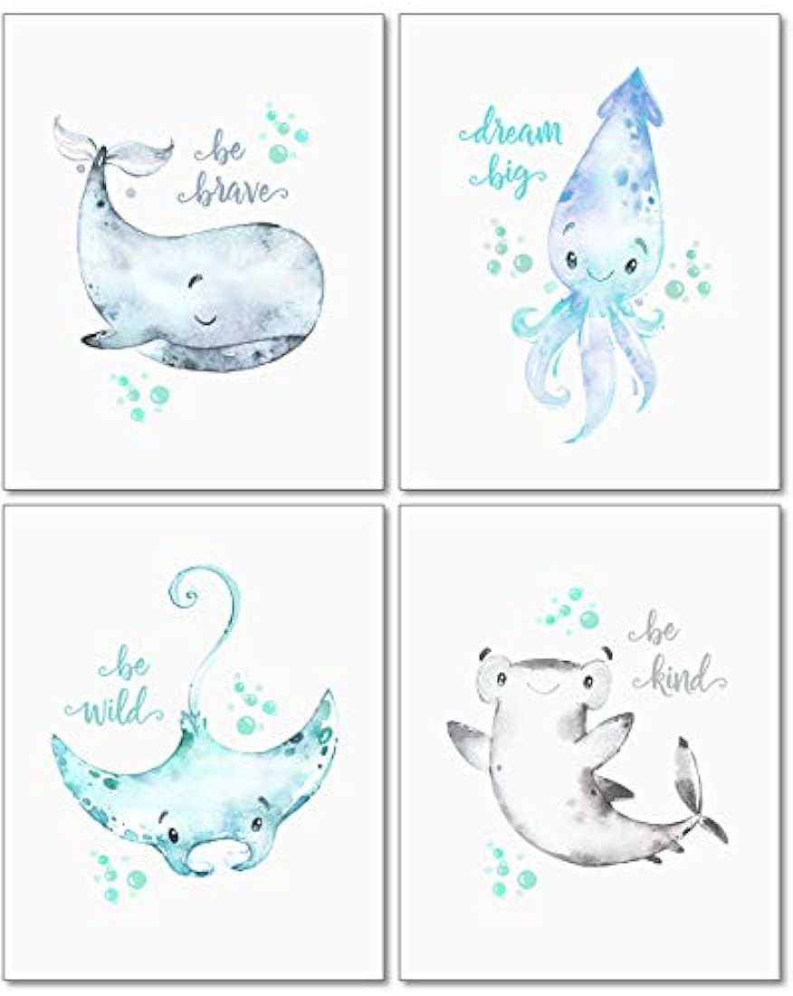 Confetti Fox Sea Nursery Pictures Wall Art Decor
