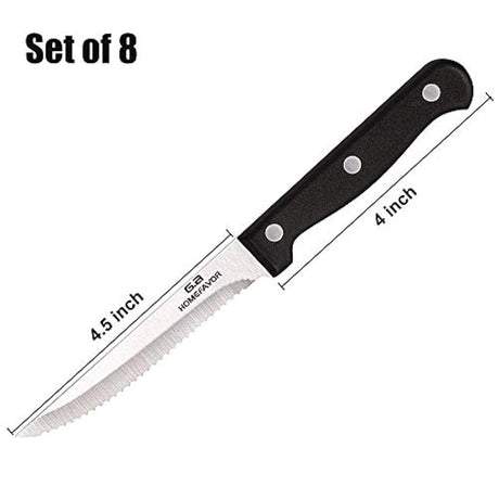G.a HOMEFAVOR - Cuchillo para carne, acero inoxidable,negro