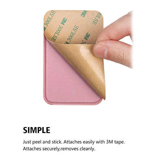 OBVIS Bolsillo para teléfono celular, tarjetero autoadhesivo con adhesivo 3M RFID, tarjetero para tarjeta de crédito ATM, para iPhone Android, 2 unidades, color rosa