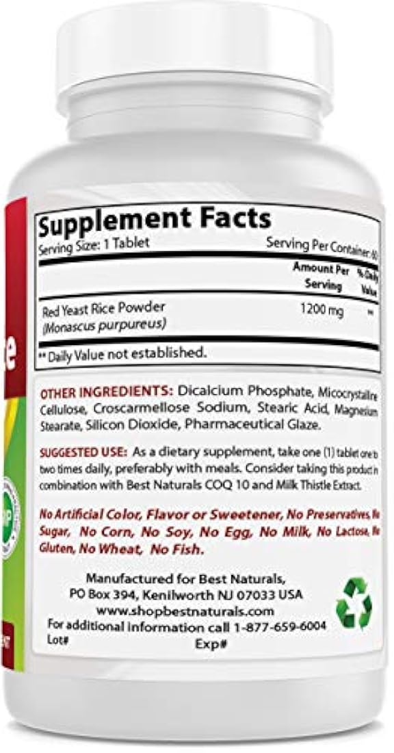 Mejor Naturals Rojo Levadura Arroz Nivel de 1200 mg Tablet