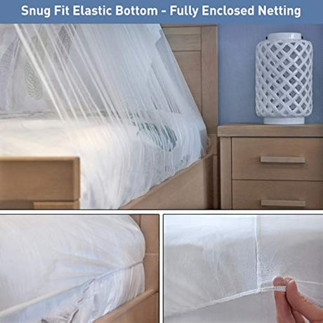 Mosquitera universal para mochileros, para camas individuales a King-Sized - 2 aberturas o toldo de cama totalmente cerrado - Diseño cónico para decoración o viaje - Bolsa gratis y kit de colgar para una fácil instalación