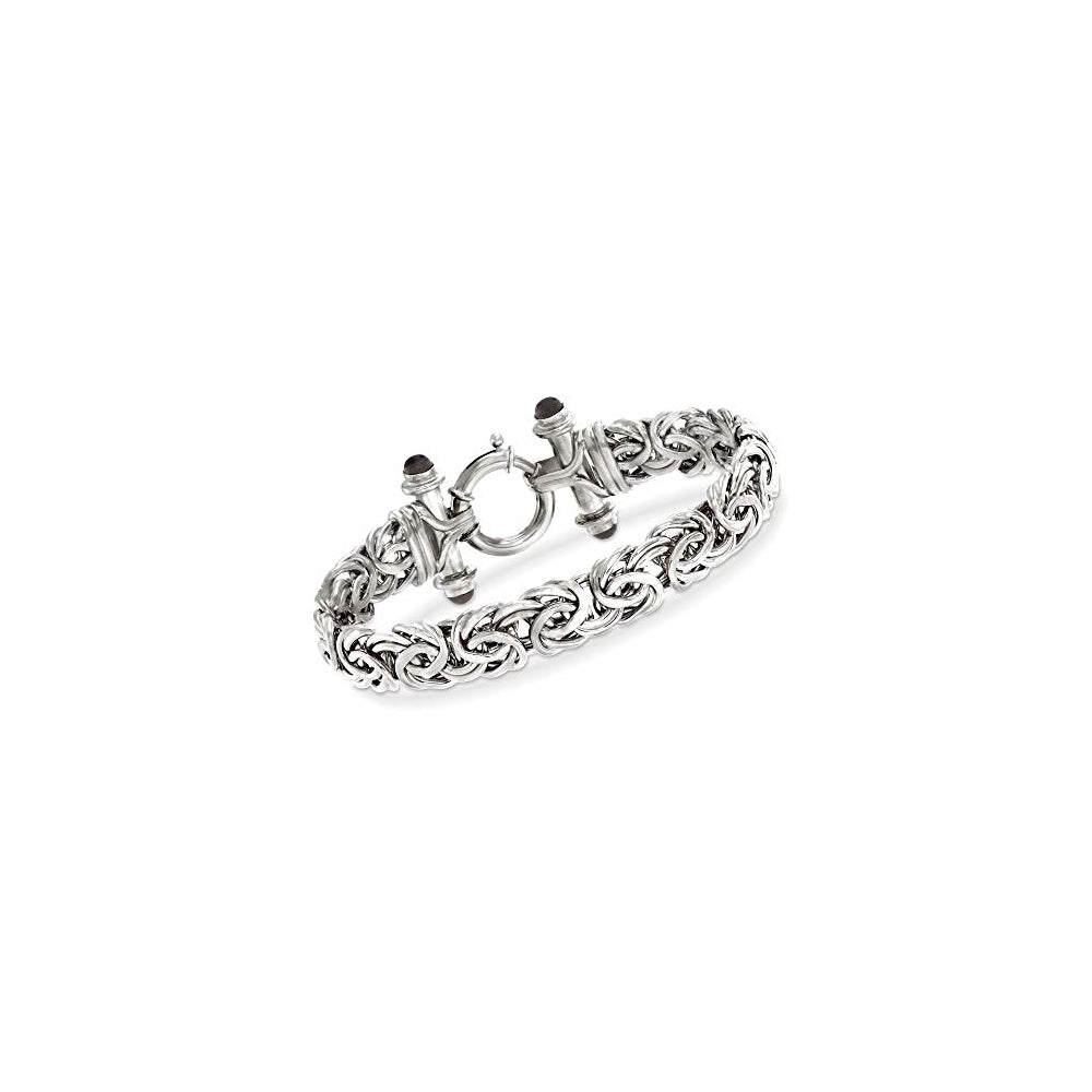 Pulseras y tobilleras bizantina de plata ley con ónix negro