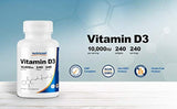 Vitamina D3 10,000 UI, 240 cápsulas de gel blando