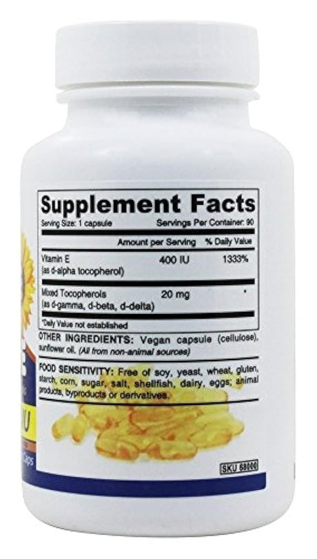Deva Vegan Vitamins Vit E, 400iu, mezclado tocop., 90 VCAP