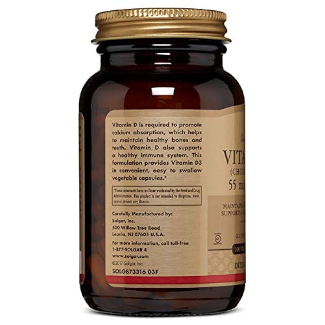 Vitamina D3 (Colecalciferol) 55 mcg Cápsulas vegetales