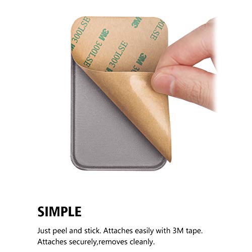 OBVIS Bolsillo para teléfono celular, tarjetero autoadhesivo con adhesivo 3M RFID, tarjetero para tarjeta de crédito ATM, para iPhone Android, 2 unidades, color gris