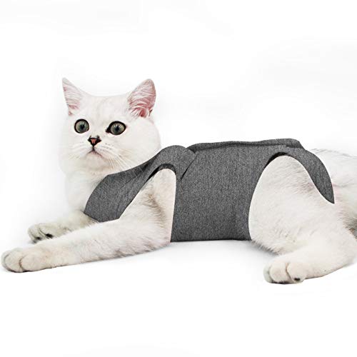 Traje de recuperación de cirugía para gatos para heridas abdominales quirúrgicas, ropa de interior para mascotas, cuello E alternativo para gatos después de la cirugía