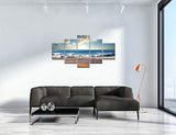 Cuadro 5 piezas con paisaje de playa y océano arte moderno