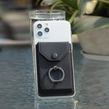 YUNCE Billetera con soporte de anillo para teléfono celular, billetera de cuero delgado, con bloqueo RFID, color negro