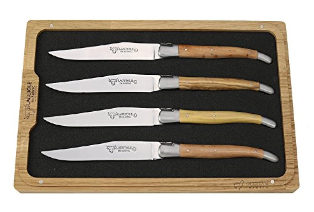 Cuchillos de carne, Mixed Francés Woods asas, Conjunto de 4