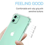 Cavie Brands Funda transparente para iPhone 11 con 2 protectores de pantalla, máxima protección de absorción de golpes, funda transparente para iPhone 11, compatible con Apple iPhone 11