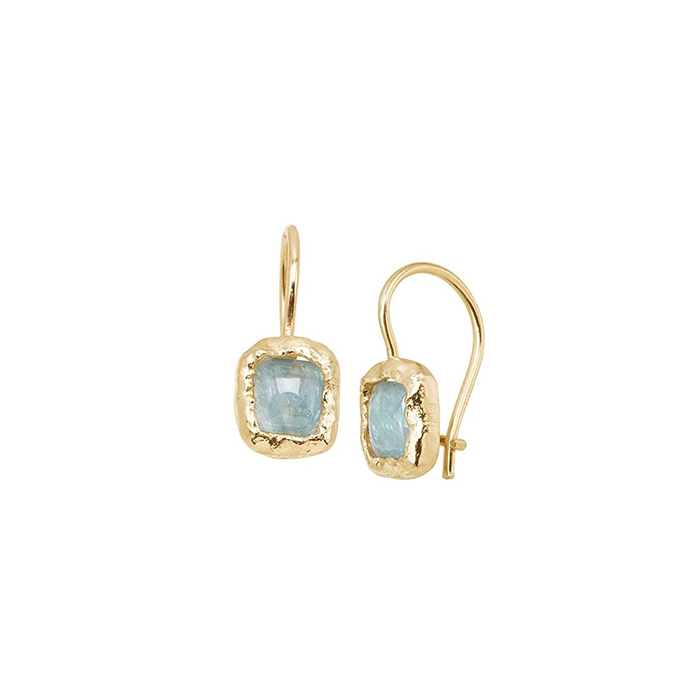 Aretes de gota de aguamarina natural en plata