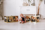 Cajas de globos transparentes doradas con 27 letras – Decoración de baby shower para bebé niño o niña – primer cumpleaños, despedida de soltera, decoración de fiesta de revelación de género – Regalos reutilizables en caja de regalo