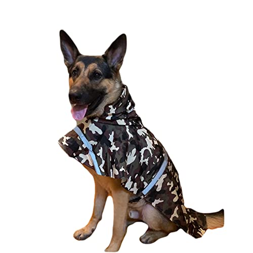 NACOCO - Impermeable ajustable para perros, poncho a prueba de agua, ropa ligera para lluvia con capucha y tira reflejante