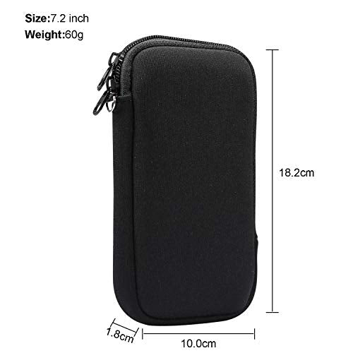 Funda de neopreno con cremallera para teléfono celular, con cordón para el cuello, para Samsung Galaxy S22 Ultra S21 Ultra S20 Plus A03S A21s A13 A12, Moto G Pure G Stylus 2021, OnePlus 9 Pro, BLU, TCL (Negro-XL)