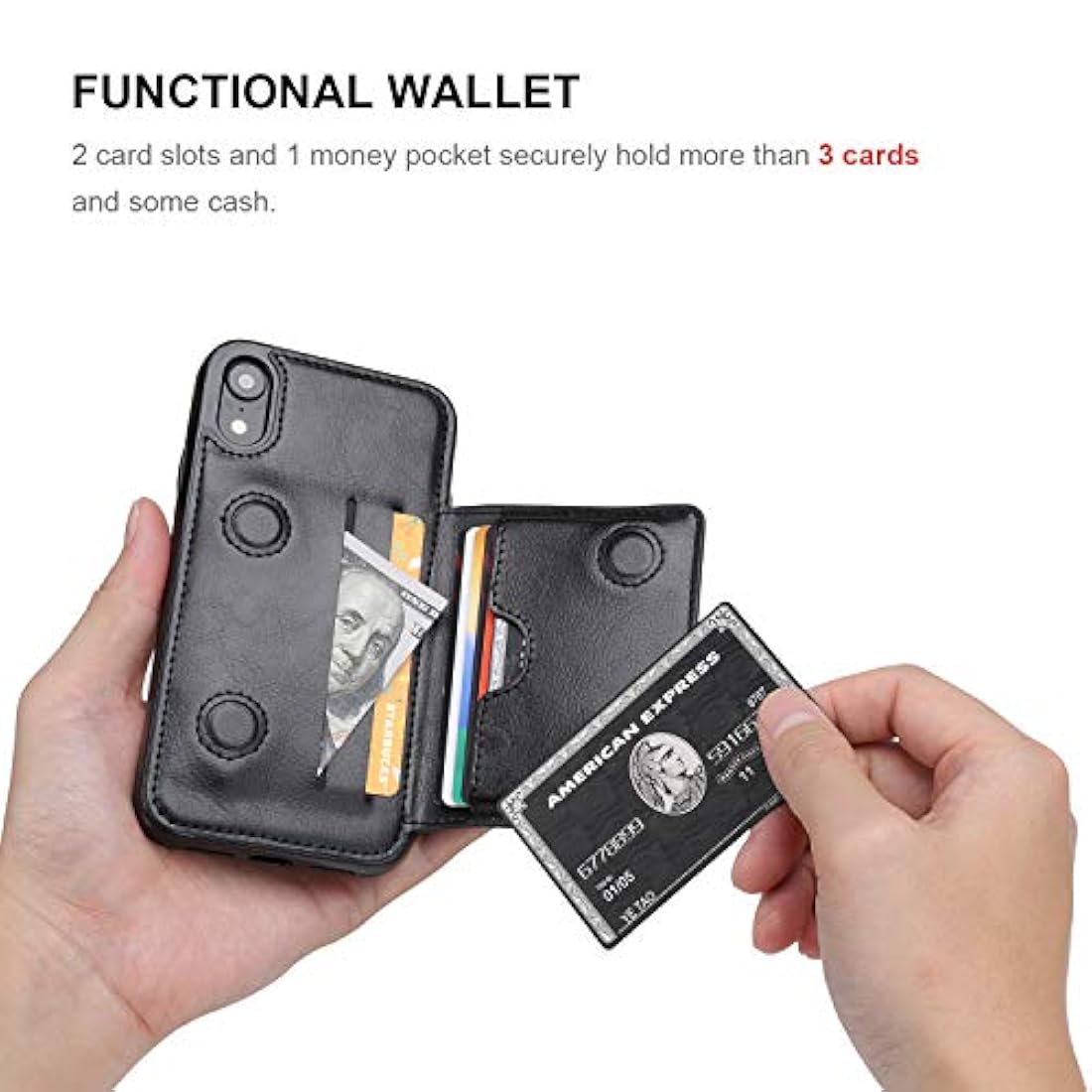 Funda tipo cartera para iPhone XR tarjetero, función atril,