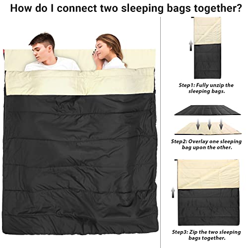 Ohuhu - Saco de dormir compacto, para 3 estaciones, para clima cálido, ligero, portátil, saco de dormir para adultos y niños, con bolsa de transporte para camping, senderismo, mochila y al aire libre 59 ℉-77 ℉