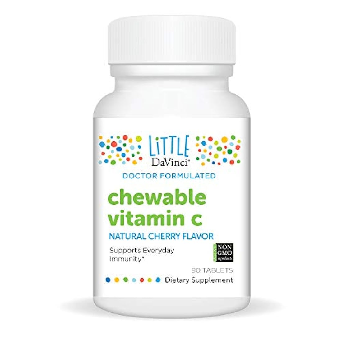 Little DaVinci - Vitamina C masticable, vitamina C 300 mg para niños, sabor a cereza, 90 tabletas