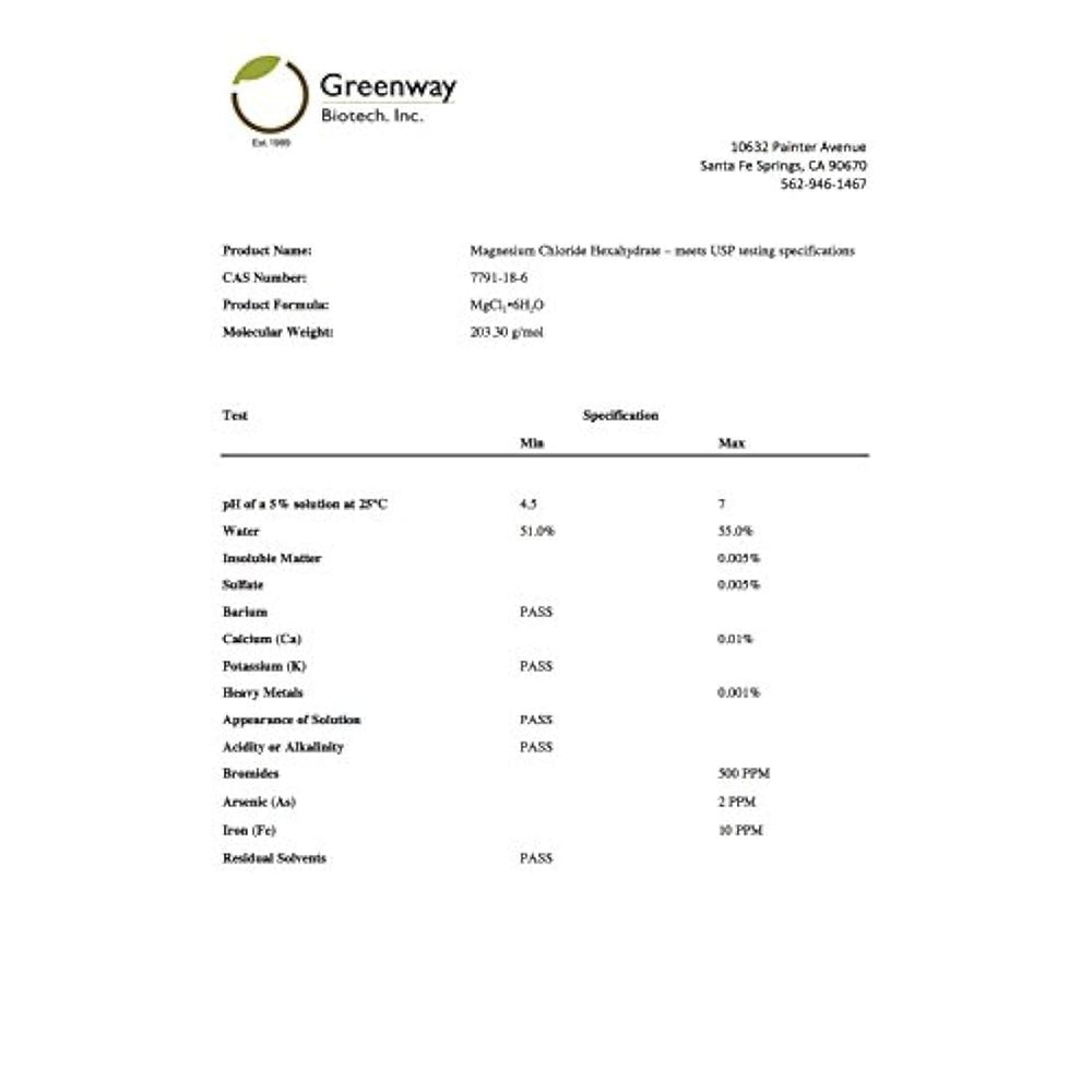 Cloruro de Magnesio USP  100% Comestible Cloruro de Magnesio