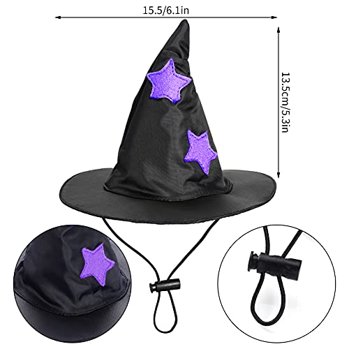 Dxhycc Disfraz de Halloween para mascotas, disfraz de mago de gato, disfraz divertido de mago y sombrero de mago para perros pequeños, trajes de gatos