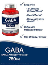 Horbaach GABA 750mg 100 Cápsulas Sin OGM, Sin Gluten