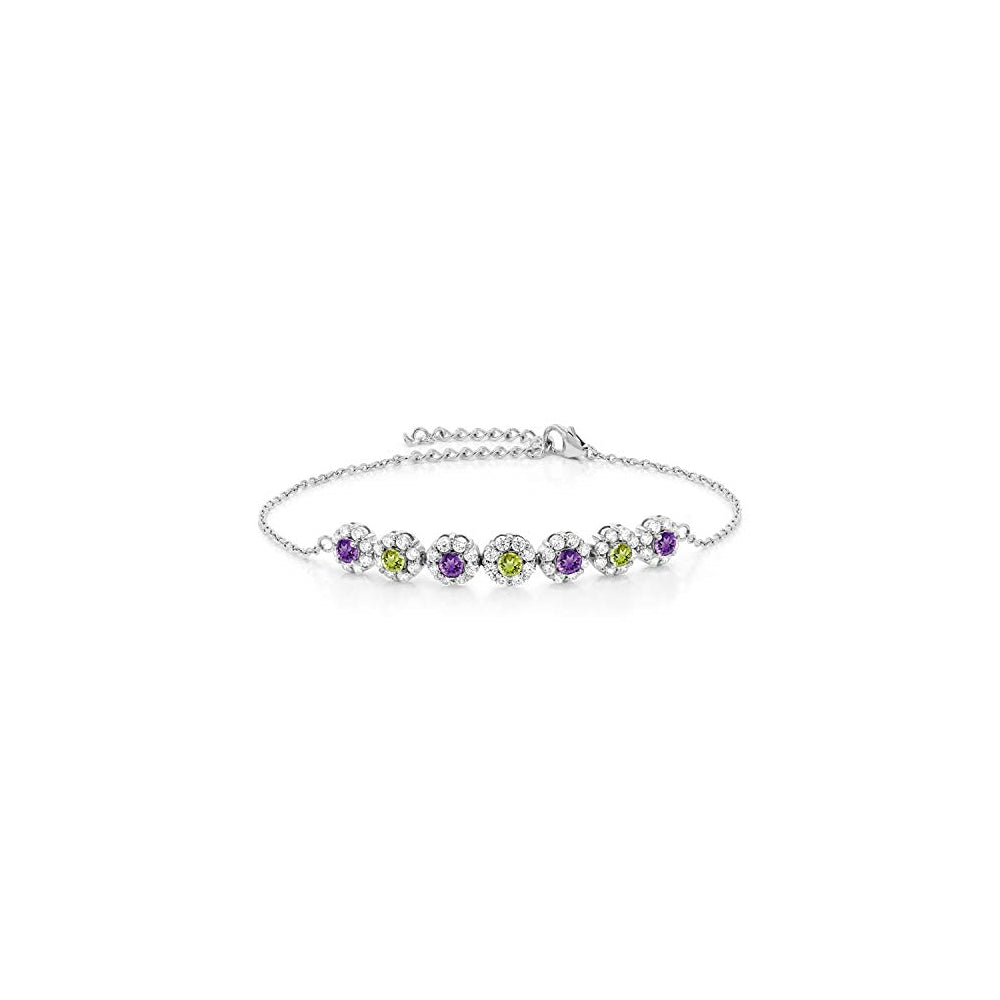 Pulseras de tenis de plata de ley 925 con amatista morada