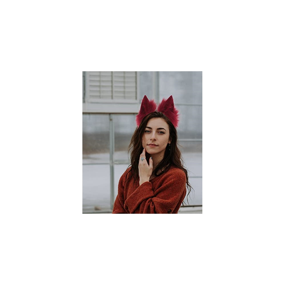 Disfraces de Diadema de orejas de lobo rojo talla única