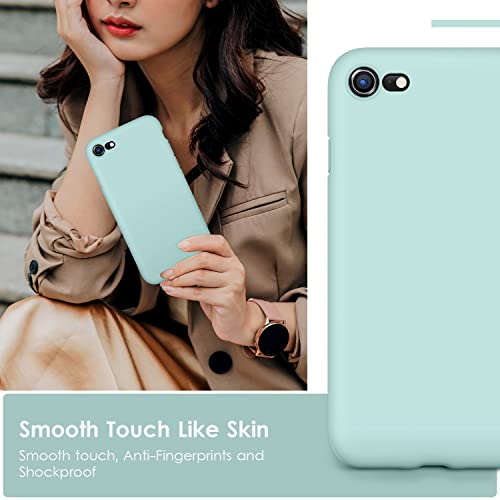 DTTOCASE - Funda para iPhone SE 2022/2020, iPhone 8, iPhone 7, funda de silicona líquida para iPhone SE 8 7 de 4.7 pulgadas, funda protectora suave y sedosa colorida para niñas y mujeres, verde menta