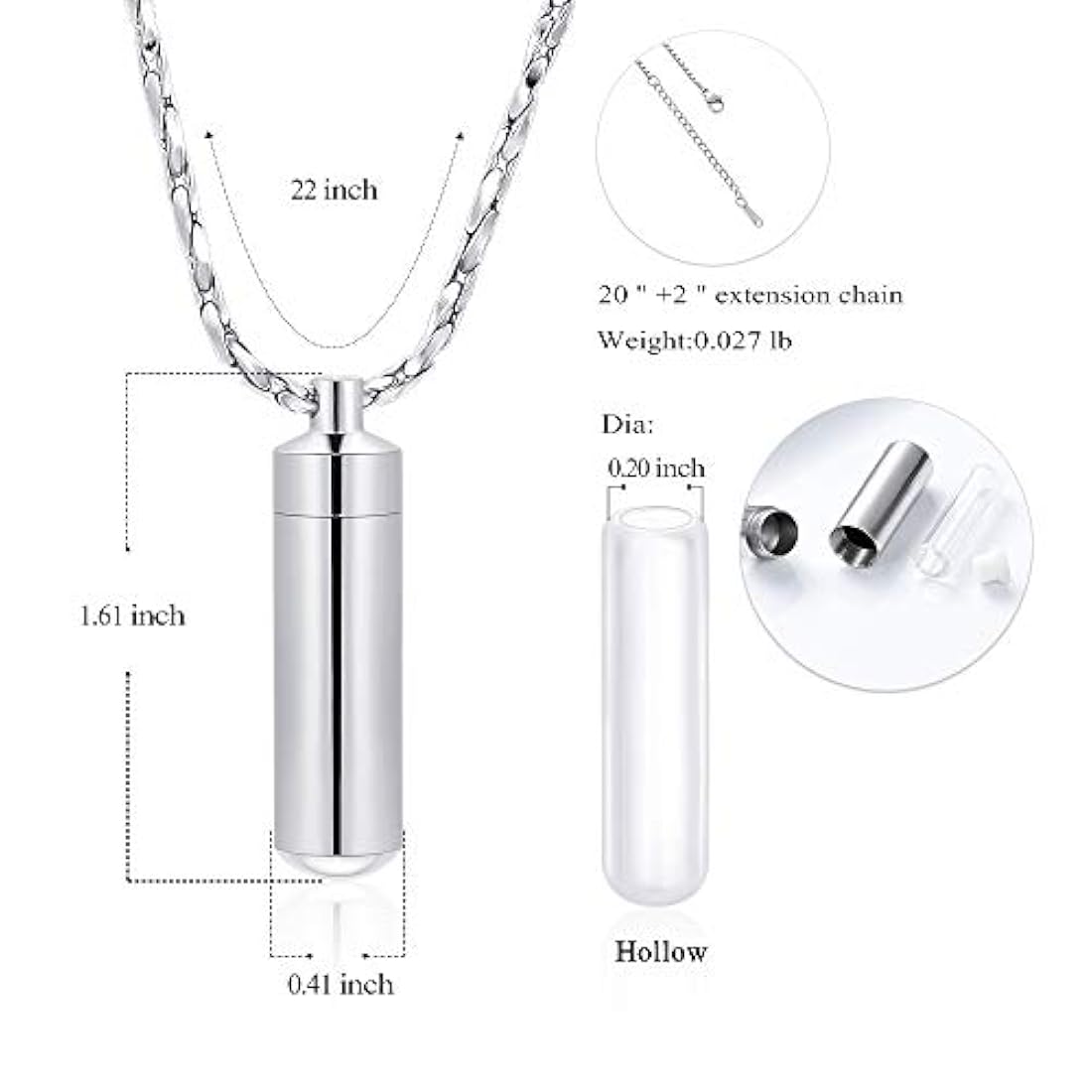 Collar de cremación para cenizas con colgante de urna