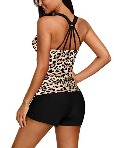 SEBOWEL Traje de baño tankini con estampado floral y cuello